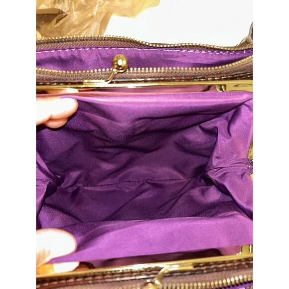 Vintage Y2K Nine West Patent Leather Croc Crossbody Brown Pocket Bag Kisslock - Picture 9 of 9